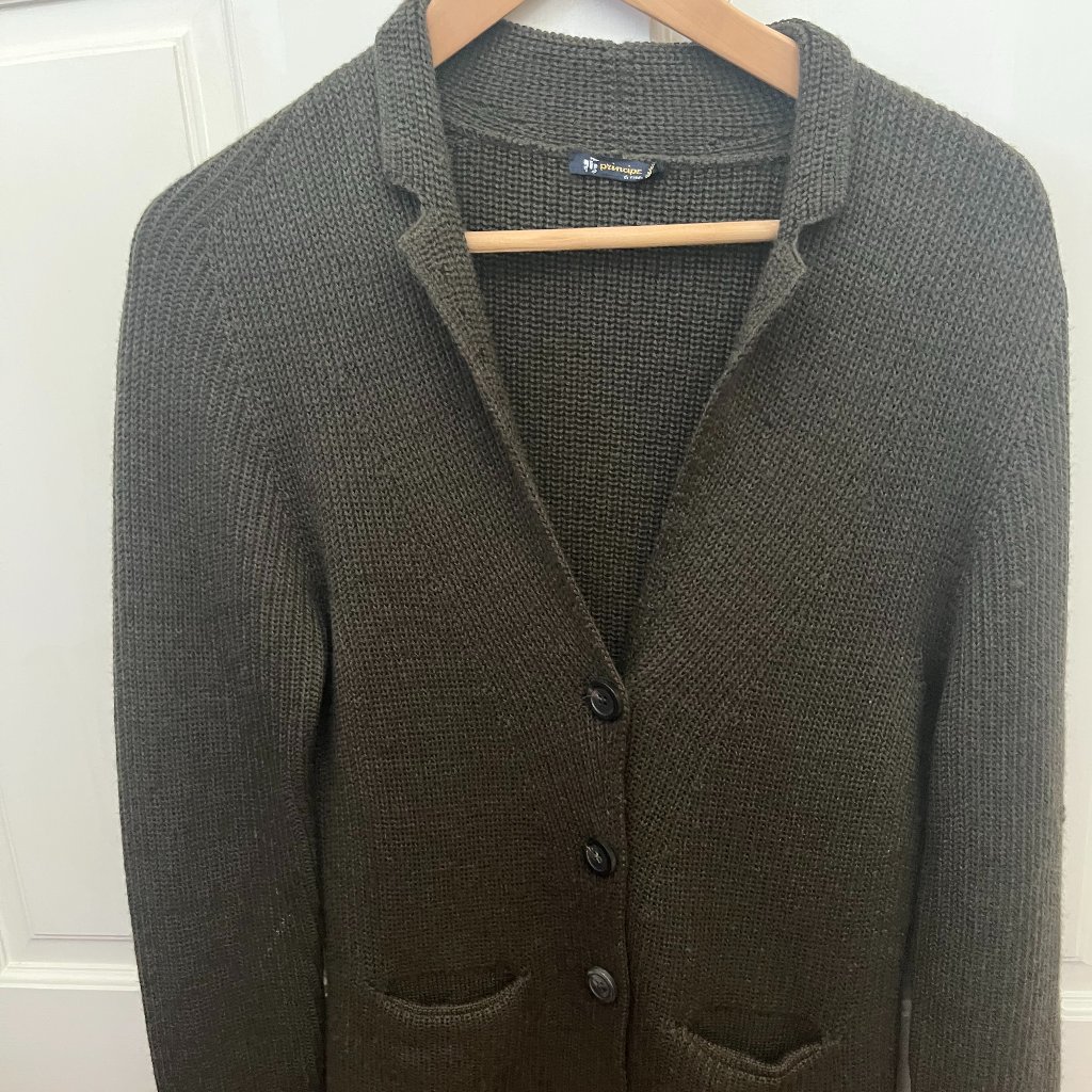 Principe Di Firenze 100% Pure New Wool Cardigan | Olive Green | Size L